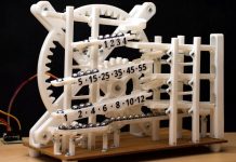 A 3D Printed Clock That Runs on Marbles
