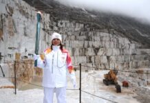 The Olympic Flame Lights Up the Marble Quarries of Carrara